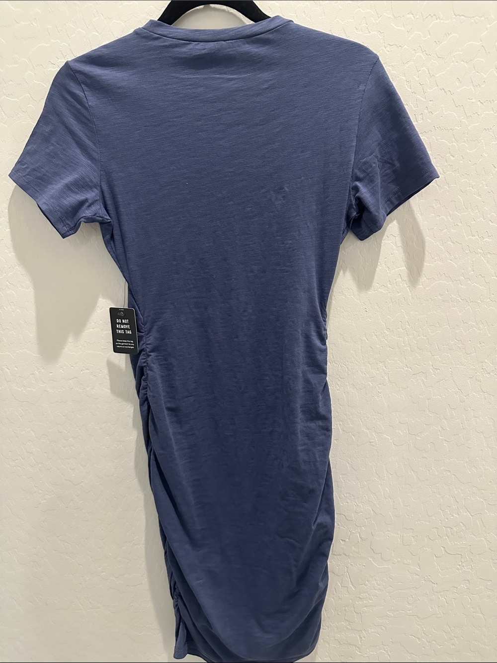 Express Navy Blue Short-Sleeve Ruched Tee Dress - Picture 2 of 3